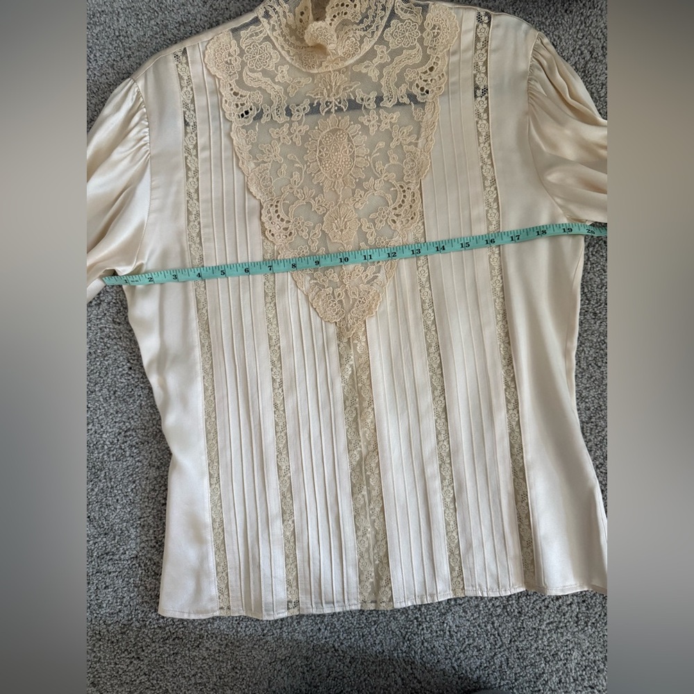 Vintage RALPH LAUREN Blue Label Lace Long Sleeve Blouse Size 6 - Picture 7 of 14